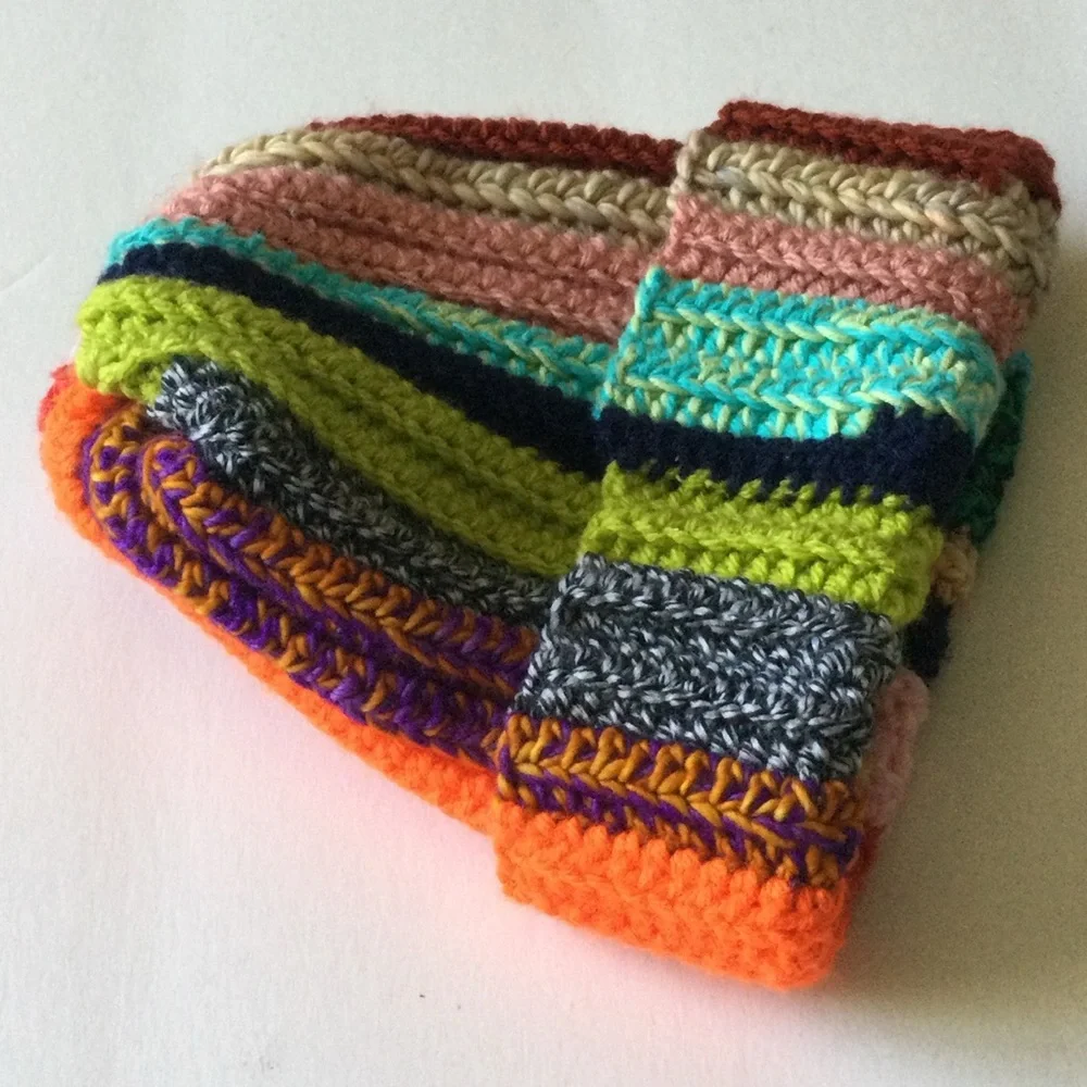 L’REESE HANDMADE MIXED CROCHET BEANIE MULTI COLOR UNISEX OS NWOT